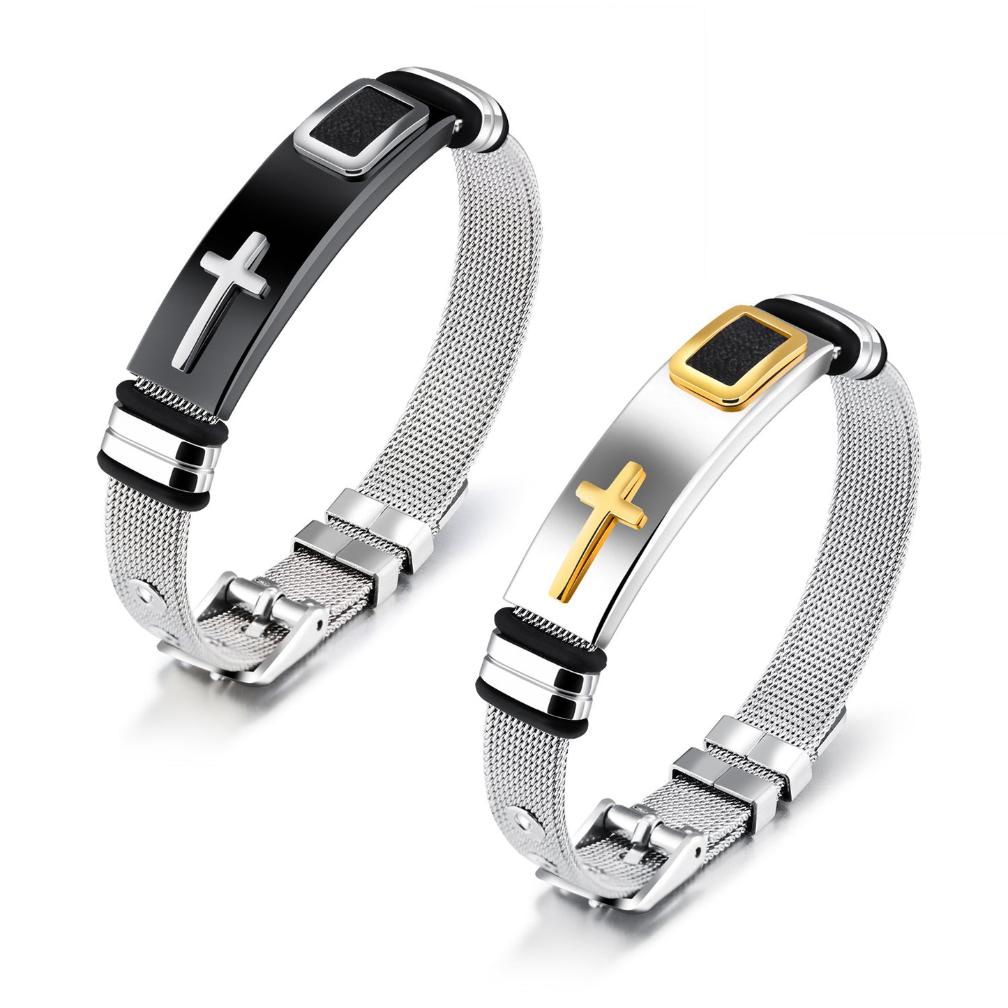 Pulsera de Cruz de Acero de Titanio para Hombres