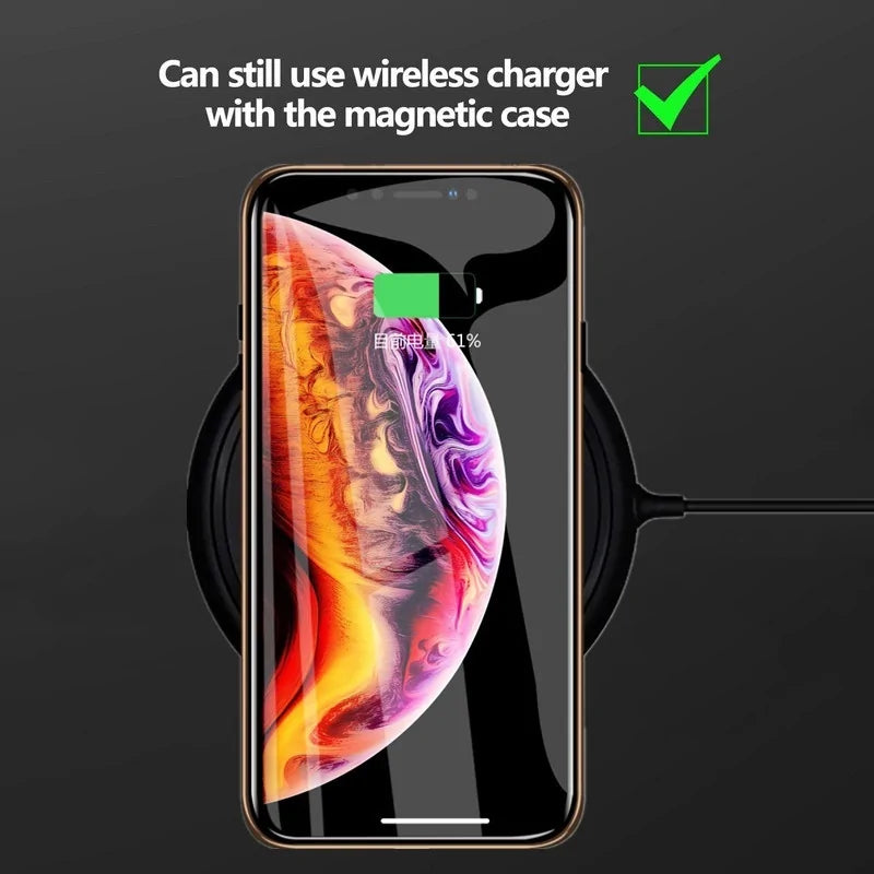 Double-sided magnetic metal tempered glass phone case