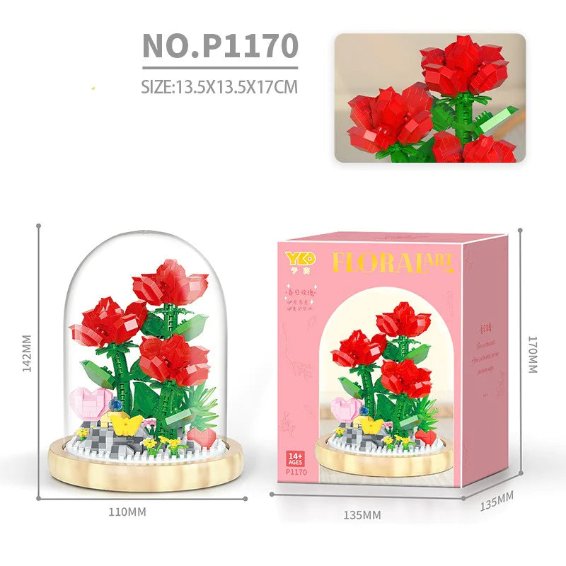 🌿🧱🌹Bloques de construcción de ramo de flores🌹🧱🌿