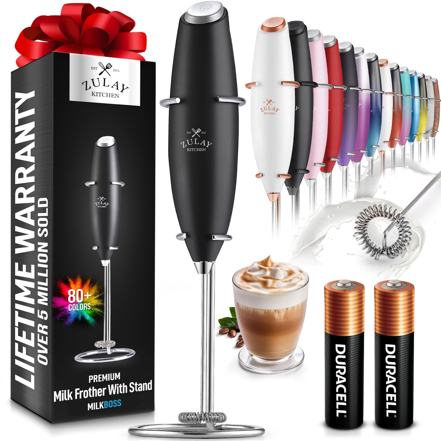 Zulay Kitchen Whisk with 2 Duracell Batteries - Ultra-Fast