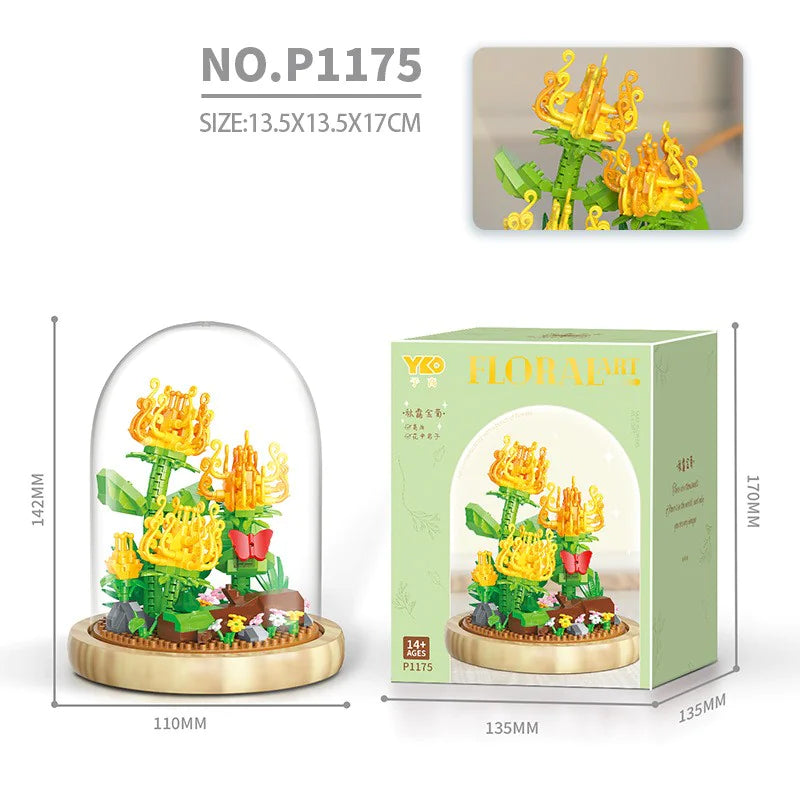 🌿🧱🌹Bloques de construcción de ramo de flores🌹🧱🌿