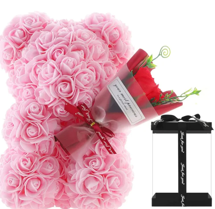 ❤️🌹🐻Oso de rosas con flores frescas preservadas🌹🐻❤️
