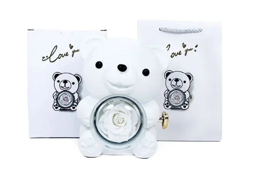 Gift box with rotating bear and box of roses 