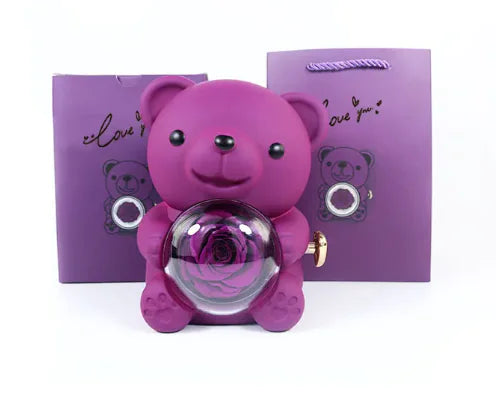 Gift box with rotating bear and box of roses 