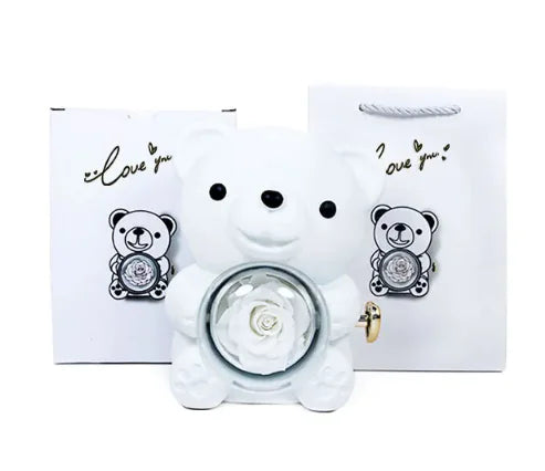 Gift box with rotating bear and box of roses 