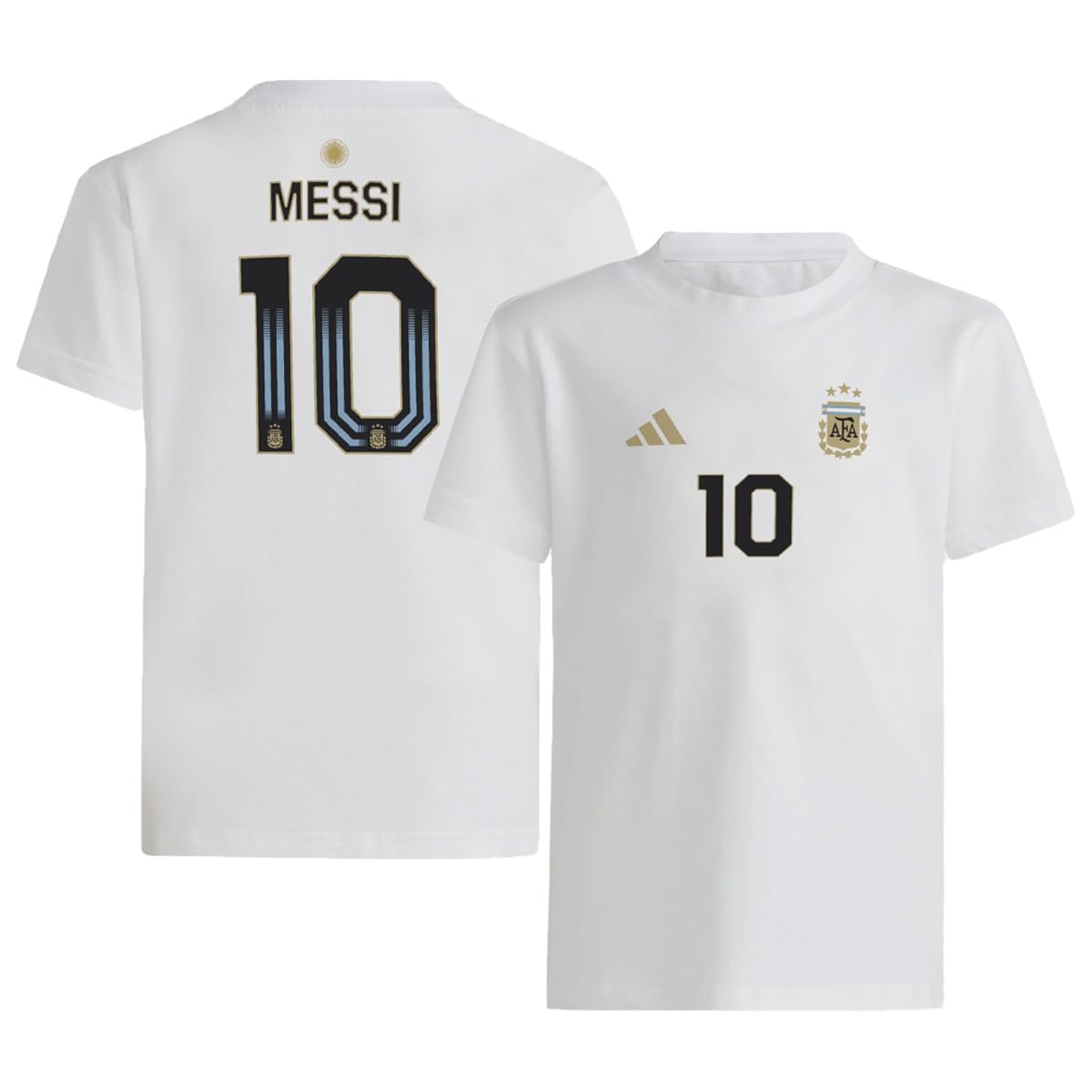 Camiseta Lionel Messi #10 de la Selección Nacional de Argentina para Hombre con Nombre y Número del Jugador Blanca