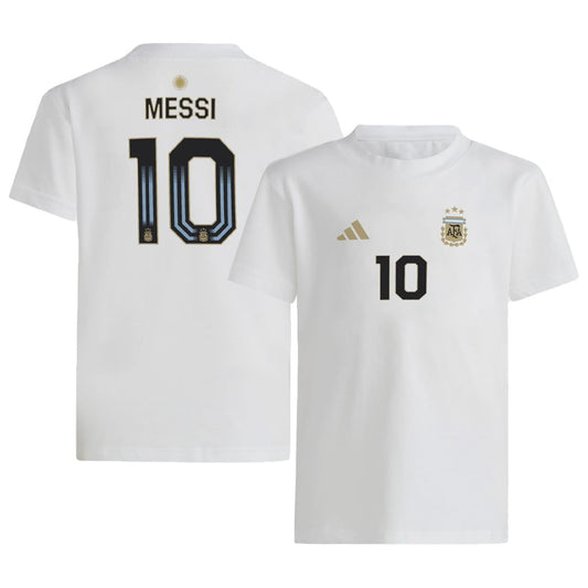 Men's Lionel Messi #10 Argentina National Team Jersey with Player Name and Number White