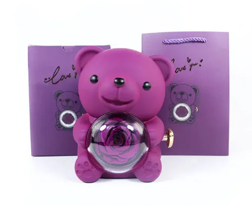Gift box with rotating bear and box of roses 