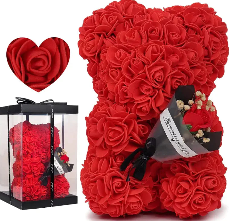 ❤️🌹🐻Oso de rosas con flores frescas preservadas🌹🐻❤️
