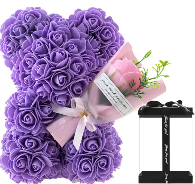 ❤️🌹🐻Oso de rosas con flores frescas preservadas🌹🐻❤️